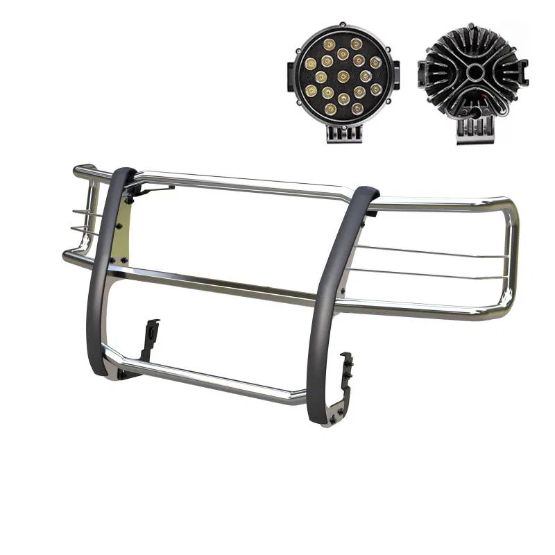 17GV02MSS-PLB – BLACK HORSE Grille Guard, 3-Piece Modular Polished Stainless Steel Modular 1-1/2 Inch Diameter With B...